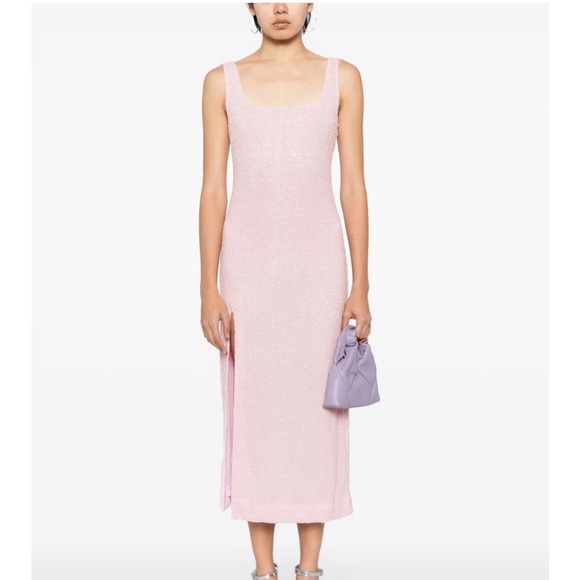 STAUD Dresses & Skirts - Staud Pink beaded‎ Dress with Slit